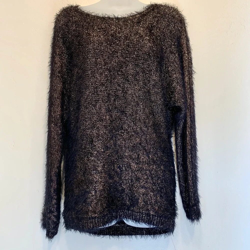 belldini | Gold Black Eyelash Luxe Tunic Sweater